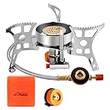 WADEO Campingkocher mit Piezozündung, 3900W Gaskocher Winddicht, Tragbarer Rucksackkocher, Gas Campingkocher Faltbar, Camping Gas Stove mit Adapter für Outdoor Picknick Trekking Wandern