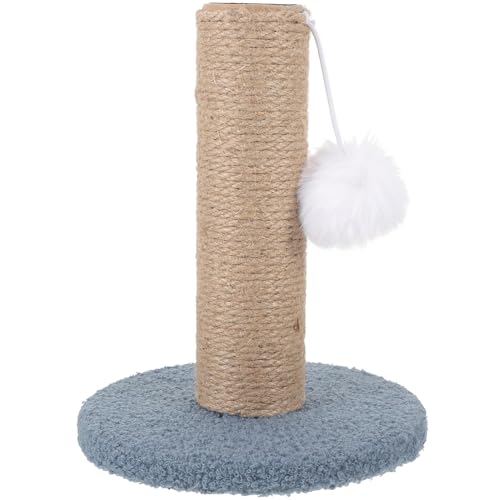 Rascador vertical para gatos con bola colgante y cuerda azul claro miniatura 1