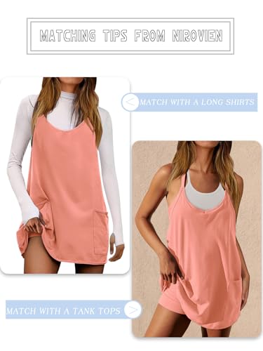 Image of Nirovien Womens Tennis Dress Workout Mini Dress with Shorts Sleeveless Spaghetti Straps Golf Athletic Dresses