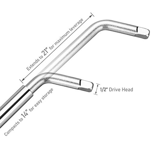 Cartman Telescoping Lug Wrench, Wheel Wrench with Standard CR-V Sockets 17/19, 21/22mm
