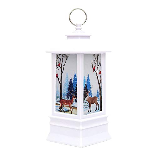 Preisvergleich Produktbild Weihnachtslicht mit LED-Licht, Weihnachtsdekorationen Licht Weihnachtslaternen Flamme Lampe mit warmem Licht Xmas Hängende Ornamente für Party Decor (Elch)