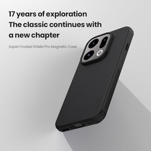 Image of Super Frosted Shield Pro Magnetic Case for Oppo Find X9 | Matte Slim Hard Back Cover | Shockproof Anti-Fingerprint Protective Mobile Phone Case Compatible with MagSafe & Wireless Charging- Black