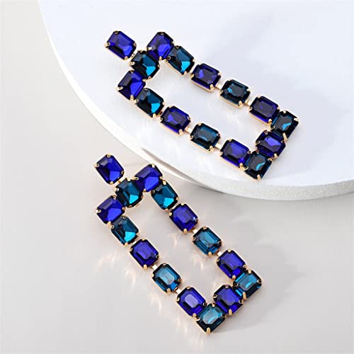 Mfchy Vintage Multicolored Glass Rectangle Long Dangle Drop Earrings For Women Girl (Color : C, Size : As Shown) #TOP5