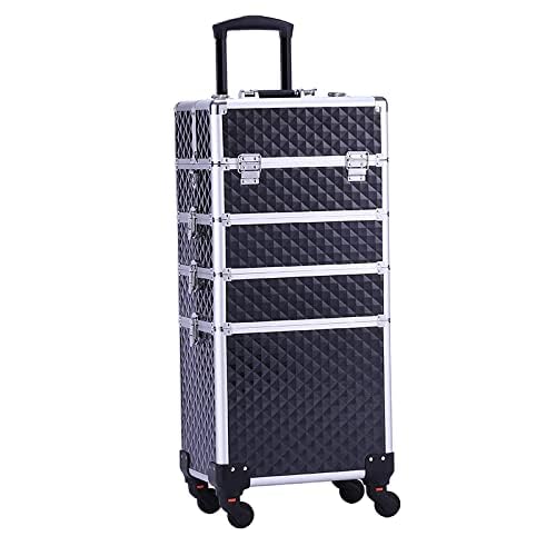 Image of SHAMAX Professional Rolling Makeup Case, Cosmetic Organizer Trolley, Manicure Storage Vanity Locks- Trolley for Hairdressers, Salons, Beauty Lovers - 360- Degree Universal Wheels (BS4 /Trolley)