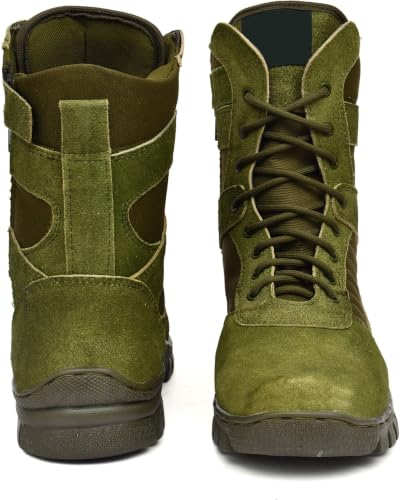 Image of Men's Genuine Leather Military Tactical Boots | High Ankle Army Commando Long Boots with Side Zip | Lightweight Trekking, Hiking & Outdoor Boots