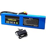 BUBANDI Paquete de batería de Iones de Litio para Bicicleta eléctrica, 36V, 15Ah, 10S3P, BMS Integrado de 15A para Motor de 100W-500W con Enchufe XT60 y Cargador de 42V 2A