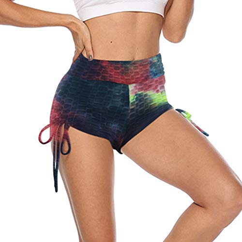 Lazzboy Damen Kurze Leggings High Waist Yoga Hosen Sport Shorts Gefaltete...