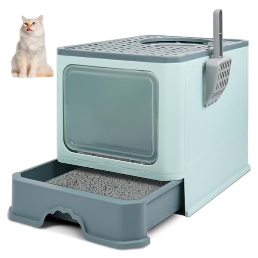 Caixa de Areia para Gatos, 50x40x40CM, Caixa de Areia Fechada para Gatos, Caixa de Areia Fechada, Banheiro para Gatos Fechado, Pa de Areia para Gatos, Sanitario para Gato(Verde)