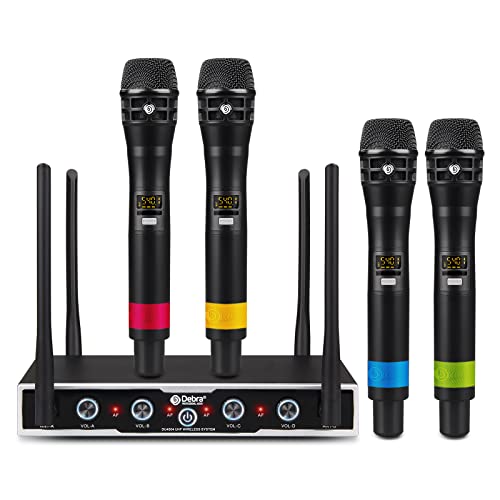 Elenco delle confezioni: Ricevitore*1, Microfono portatile*4, Alimentatore*1, Cavo audio da 6,5 mm*1, Anello antiscivolo*4, Manuale*1.