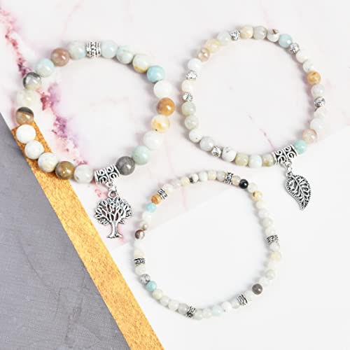YGLINE Tree of Life Yoga Healing Stone Bracelets,Multilayer Lotus Chakra Stone Reiki Bracelet Sets,Anxiety Crystal Natural Stone,for Women Stress Relief3
