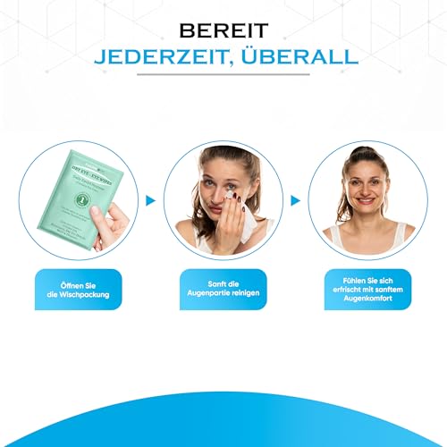 Feuchte Reinigungstücher für Trockene Augen - Tränenfrei & Duftstofffrei, Teebaumöl Augen Pads für erfrischte strahlende Augen - Augen Cleaning Wipes von ThermoDR - 30 Stück