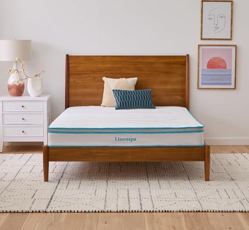 Linenspa 8 Inch Hybrid Mattress - Medium Firm Feel - Full - Bed...