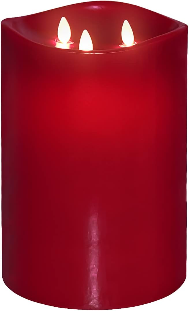 6”×9“ Huge Flickering Flameless Candle, Real Wax 3Wick LED
