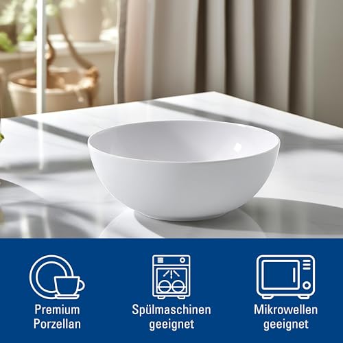 Villeroy & Boch - Royal Salatschüssel 21 cm Weiß, Spülmaschinenfest, Mikrowellensicher, Schüssel Keramik, Servierschüssel, Salatschale, Servierschale, Geschirr, Premium Bone Porzellan