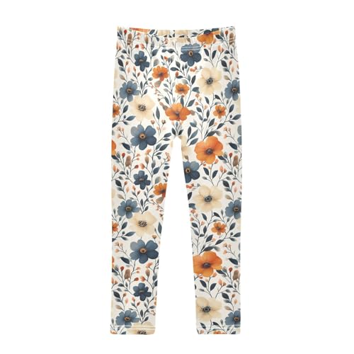 Girls Leggings Boho Florals Leaves Soft Toddler Leggings for Girls Kids Pants Size 4T-10T
