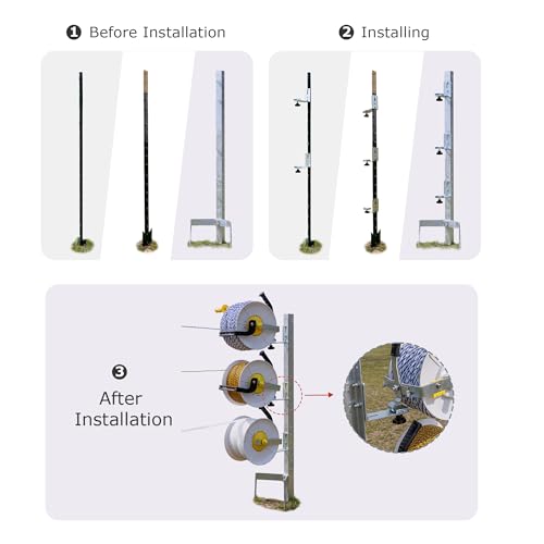 4 Pack T-Post Mounting Bracket, Electrical Wire Spool Rack Wire Reel Holder Stud Reel Accessories, Retractable Extension Cord Reel Fixed Tool, For Hanging Wire Reels on Studs by L-FENCE LYDITE FENCE - Image 2