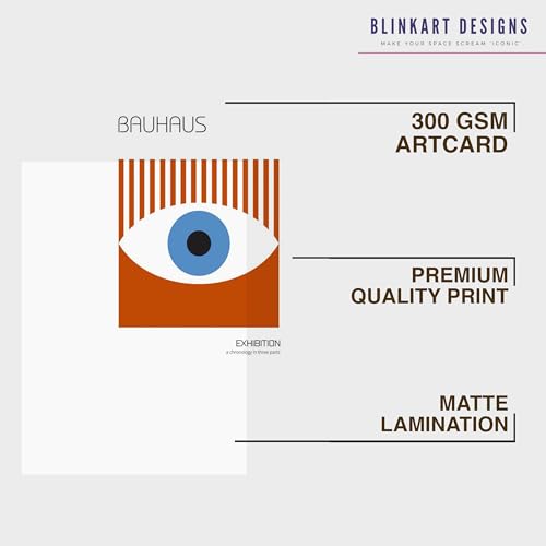 Image of BLINKART Vintage Bauhaus Retro Geometric Aesthetic Poster Gallery | Colorful Wrap Framed For Home Office Studio Living Room Modern Art Studio Decoration Abstract Shapes | (d75) | 13x10 Inch