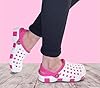 IMTY Womens Clogs Lightweight EVA Breathable Beach Summer Sandals Ladies Garden Hospital Shower Pool Shoes (White/Fuchsia, UK Footwear Size System, Adult, Women, Numeric, Medium, 6) #2