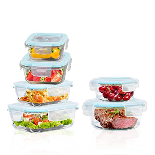 Produktfoto von Salato Glasbehälter mit Deckel, 6er-Pack Langlebige Frischhaltedosen Glas , Auslaufsicher und BPA-frei, Sicher für&hellip;