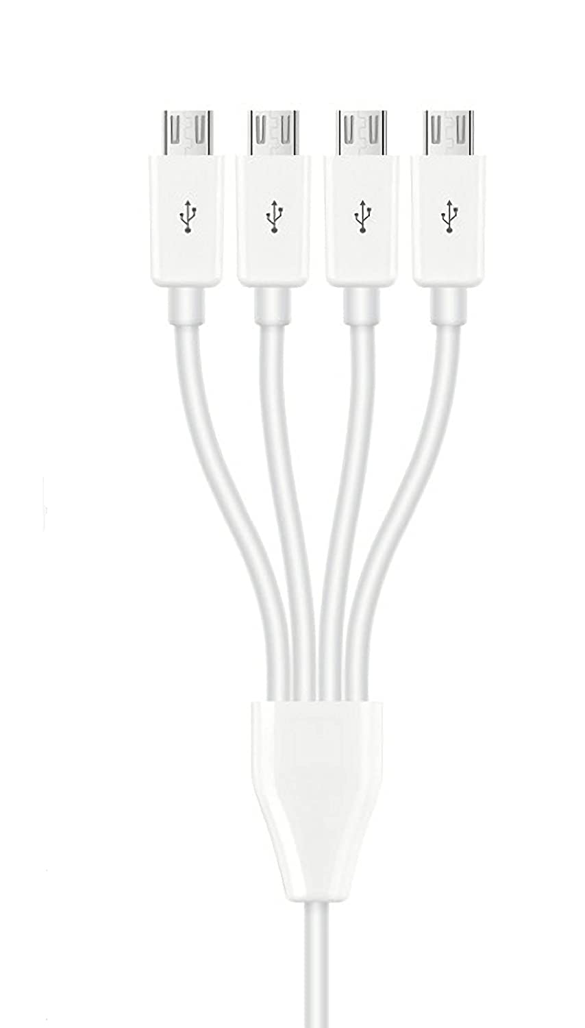 Halokny 4 in 1 Multi Charging Cable - USB Type A to Four Micro USB Splitter Cable Data Sync & Charging Cord (Black, 1.5Ft