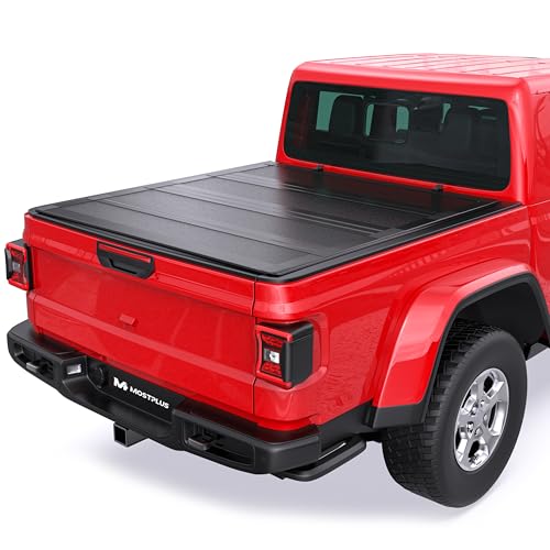MOSTPLUS Low Profile Hard Tonneau Cover Compatible for 2020-2025 Jeep Gladiator JT 5FT Low-Profile Hard Quad Fold Truck Bed Cover