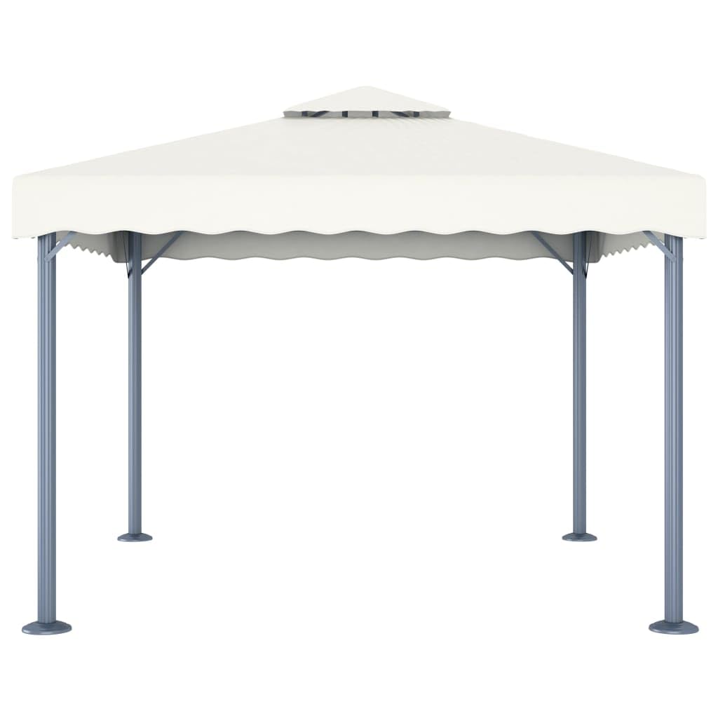 Pawilon ogrodowy, 300 x 300 cm, kremowo-biały, z łańcuchem świetlnym LED, aluminium, stal, tkanina Oxford, na taras, balkon, imprezę, grillowanie, wesele i imprezę w ogrodzie