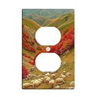 Autumn Sheep Light Switch Cover Plate, Rustic Brown Farm Animals Design, Perfect for Fall Home Decor, Thermoplastic, Standard Size Single Duplex Outlet