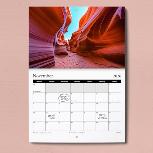 2026 Natural Wonders Wall Calendar Featuring Stunning Photography of Natural Wonders From Around The World - Includes All UK & World Holidays & Dates | Perfect Christmas Calendar for Home And Office - Image 7