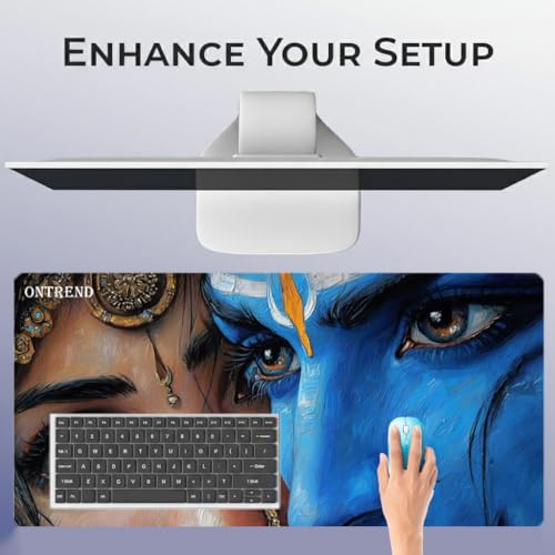 Image of ON TREND Extended Gaming Mouse Pad, Large Desk Mat with Non-Slip Rubber Base, Smooth Control Surface, 23 x 11 Inch (Radha Krishna1)