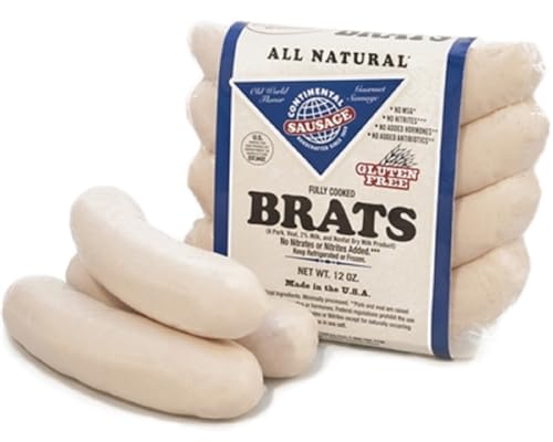 Continental Sausage, Oktoberfest Style Bratwurst, Veal & Pork Blend, Juicy & Flavorful, Ideal for Grilling or Slow Cooking, 10 lb Case, Perfect for Outdoor Celebrations, USA Made