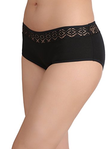Image of Clovia Women's Cotton High Waist Hipster Panty with Lacy Waist