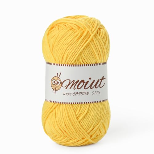 Image of Cotton Yarn for Crocheting, Baby Yarn for Crocheting Soft, 131yds / 1.76oz Fluffy Amigurumi Crochet Yarn, 5 Ply 100% Milk Cotton Yarn for Puzzle、Socks、Clothes(Golden Yellow)