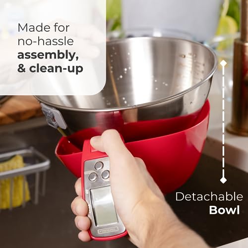 Fradel Digital Kitchen Food Scale With Bowl (Removable) And Measuring Cup - Stainless Steel, Backlight, 11Lbs Capacity - Cooking, Baking, Gym, Diet - Precise Measuring (Red) #TOP5