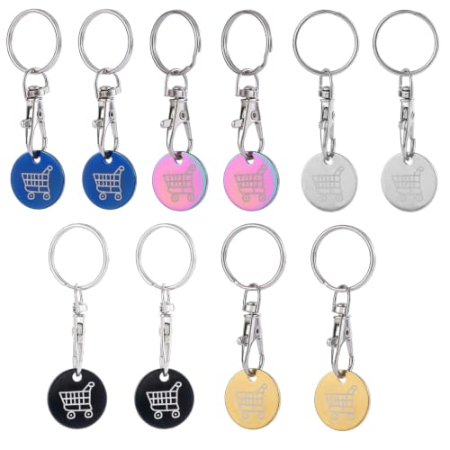 10 Piezas Moneda Carro Compra, Monedas de Carrito de Acero Inoxidable