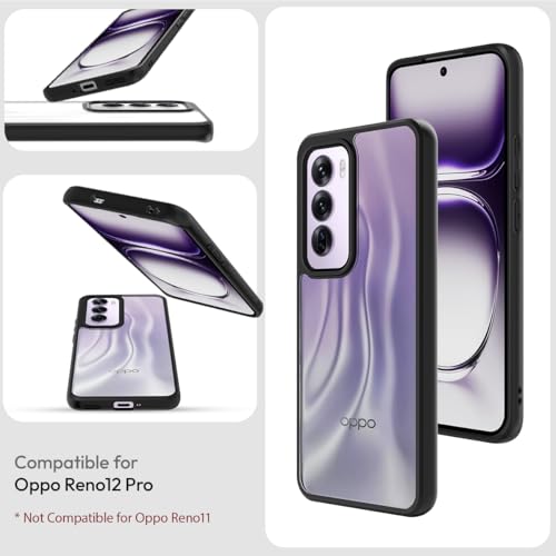 Image of KAPAVER Hybrid Clear Back Cover Case for Oppo Reno 12 Pro | Protective Shockproof Cleare Hard PC Soft Flexible Black TPU Cover