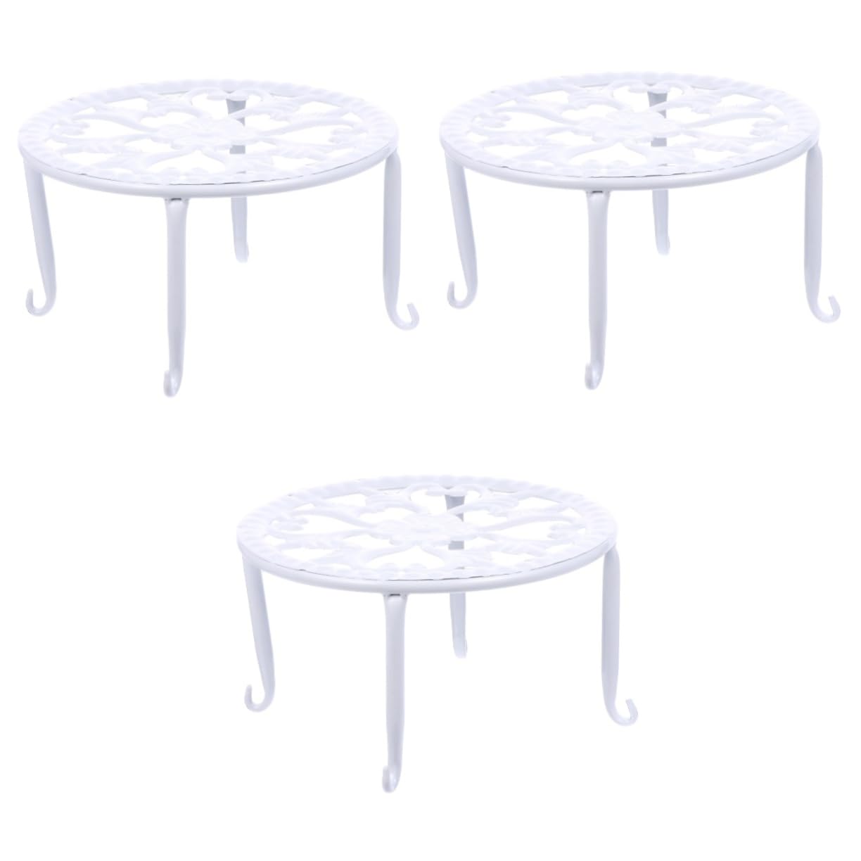 NOLITOY 3 pcs flower pot stand simple plant pot stand garden plant stand outdoor plant stand decorative hollow flower shelf metal stand display planter stand green dill white bonsai iron