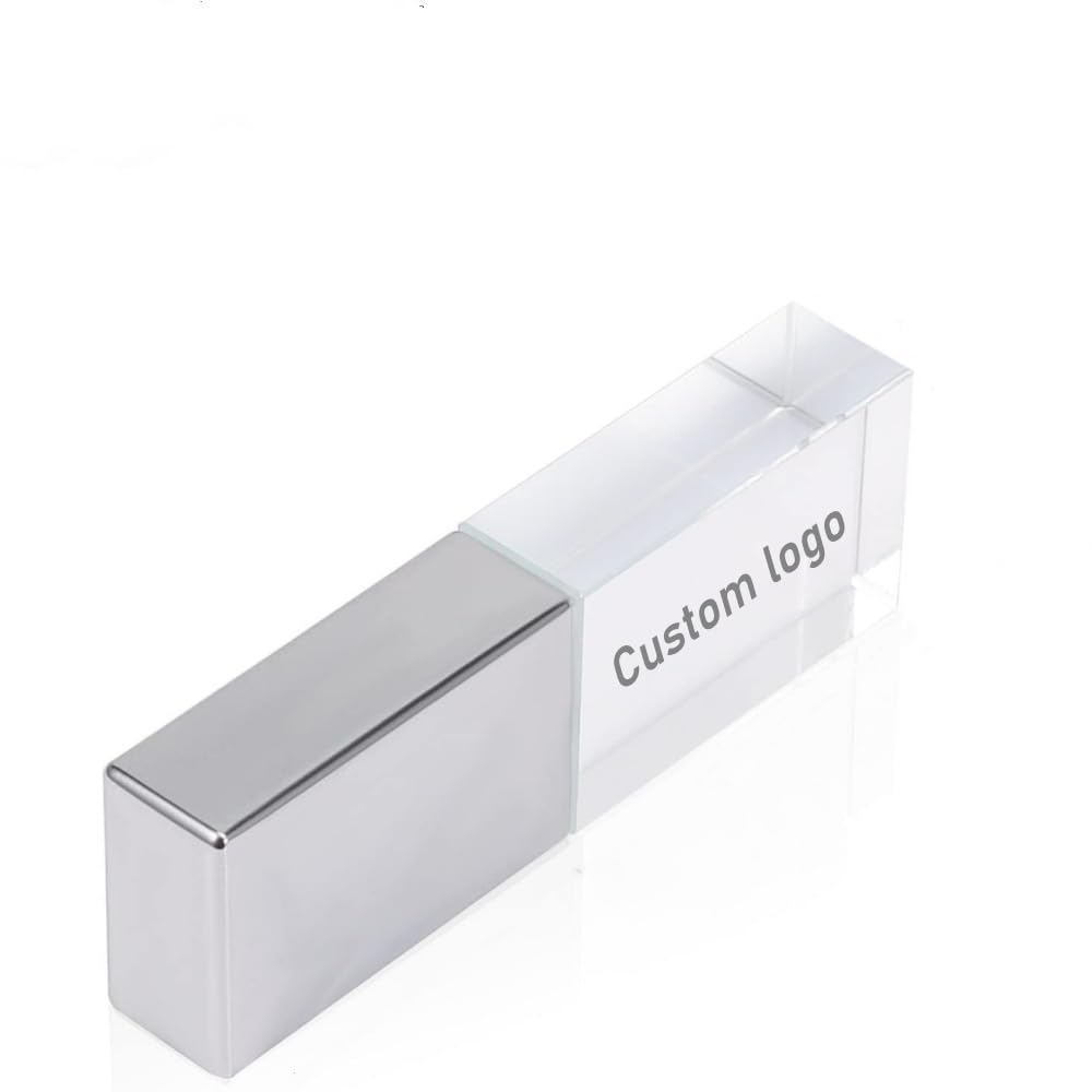 16GB Custom USB Flash Drive,LED Light Acrylic USB 2.0 Flash Drives,Portable Memory Stick Key Elegant Gift Wedding Day Gift USB Drive Pendrive Box Packing (16GB)