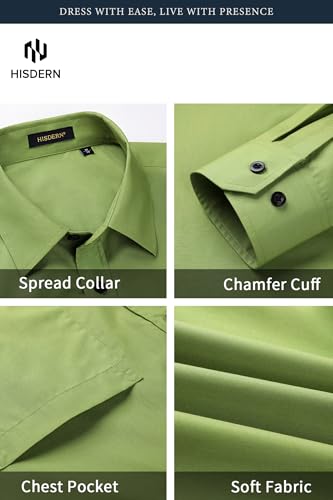 Image of HISDERN Mens Dress Shirt with Tie Pocket Square Set Classic Button Down Shirt Matching Tie Long Sleeve Shirts
