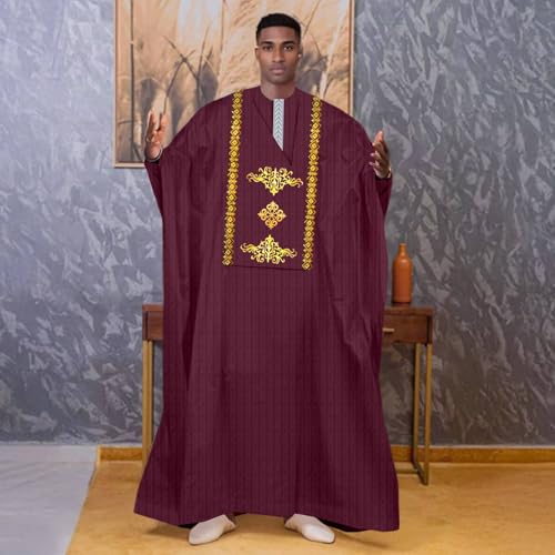 African Traditional Clothing for Men Embroidery Agbada Robe Shirts and Pants 3 Piece Set for Wedding2