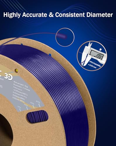 Image of DURAMIC 3D PETG Filament 1.75mm Translucent Blue, 3D Printing Filament 1kg Spool(2.2lbs), Filament 1.75mm Dimensional Accuracy + /- 0.05 mm Non-Tangling Non-Clogging Non-Stringing