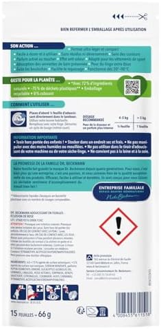 Dr. Beckmann Feuilles Magiques® Éclosion de Rose - Adoucissant en Feuilles pour la Peau Sensible - Usage Familial - Limo