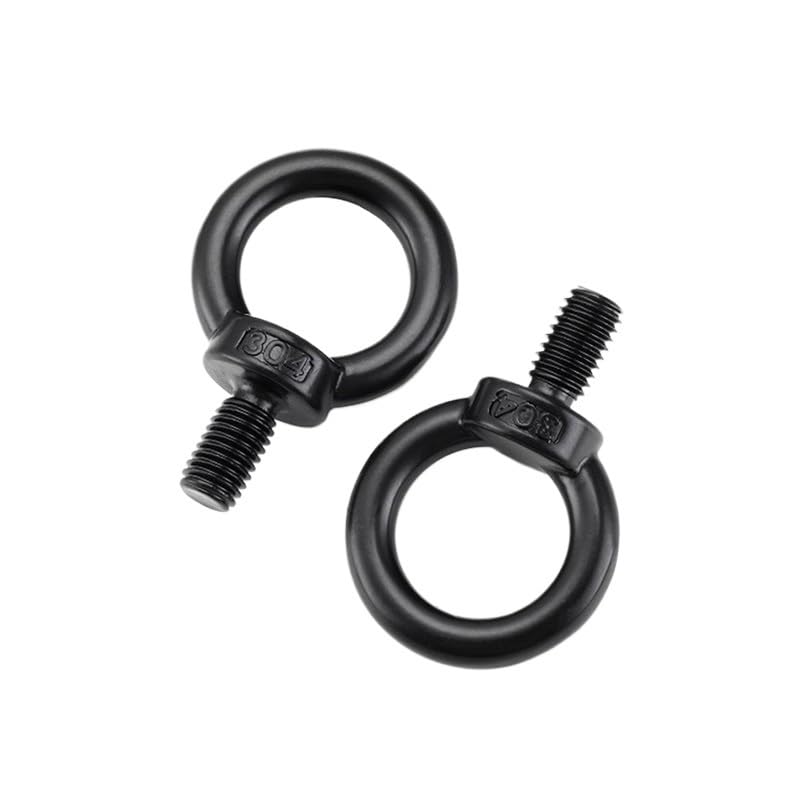 SHUNMIN Tornillo con Argolla Tornillos y Tuercas for Anillos de elevación de Acero Inoxidable 304 con Revestimiento Negro M3 M4 M5 M6 M8 M10 M12 M14 M16 M18 M20 M24 Tornillo con Anilla(M8x14mm 10pcs)