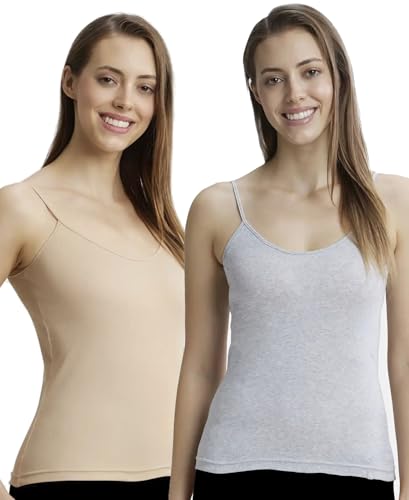 Image of Jockey 1487 Women Super Combed Cotton Rib Camisole with Adjustable Straps and StayFresh Treatment (Pack of 2)