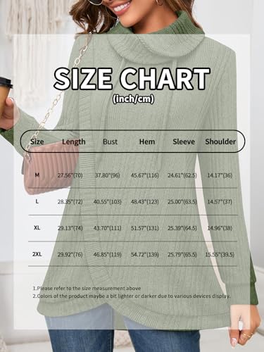Image of Bulotus Tunic Sweaters for Women 2025 Turtleneck Sweater Pullover Lightweight Warm Tunic Tops for Leggings Loose Fit