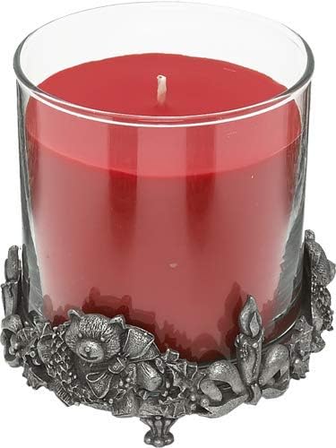 Decorative Pillar Candle Holder by Bianca Collection – Teddy Bear and Christmas Wreath Design - Fits Pillar Candle or Small Wine Bottle - Made in USA
