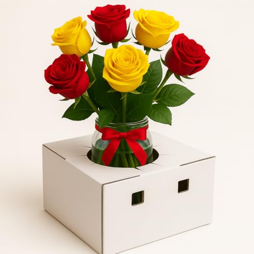 Image of Flower Delivery Boxes - 8 x 8 x 4 Inches Large Cardboard Box - Floral Delivery Boxes For Flower Vase, and Pot - Pack Of 50 Cardboard Shipping Boxes