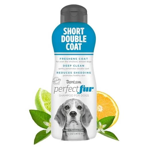 TropiClean Perfect Fur Dog Shampoo for Shedding Control for All Breeds with A Short Double Coat, 16 Ounce
