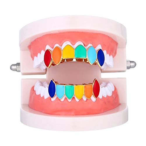 oshhni Hip Hop Teeth Grill E Inferior Tampa 18k Banhado a Ouro Rosa