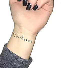 The Canvas Arts Temporary Tattoo Waterproof For Men & Women Wrist, Arm, Hand Tattoo (Heart Life Line Tattoo) Size 60Mm X105Mm