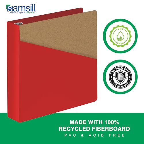 Image of Samsill Durable 2 Inch Binder, D Ring Binder, Customizable Clear View Cover, Ruby Red, Holds 475 Pages